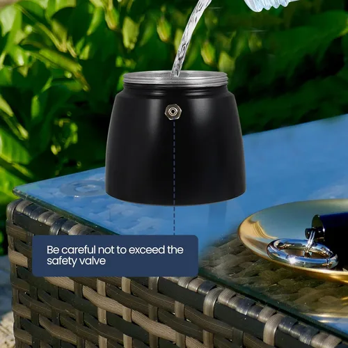 Miniatura 8 de Moka Pot - Cafetera italiana de aluminio de 15.2 fl oz, cafetera para estufa, cafetera espresso Mocha Pot (negro, 3 tazas)