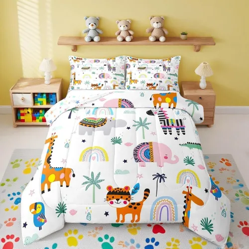 Miniatura 17 de Feelyou Juego de edredón de perezoso lindo juego de ropa de cama para niños y niñas, juego de edredón de mariposa de galaxia, hojas botánicas