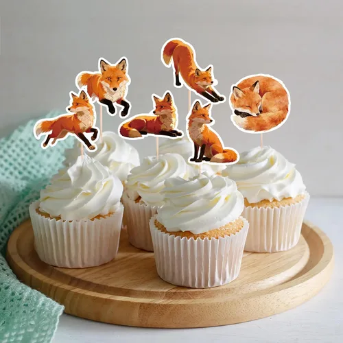 Miniatura 2 de 48 Pcs Fox Cupcake Toppers - Woodland Animal Cake Picks for Woodland Animal-Themed Baby Shower Birthday Party Table Decorations Supplies