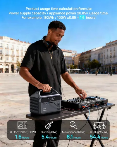 Miniatura 7 de DARAN Generador solar de 192 Wh con panel solar incluido, estación de energía portátil, batería LFP de 300 W y tomas de corriente alterna de 110