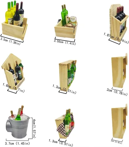 Miniatura 5 de 10 unids/set creativo estereoscópico botella de vino serie nevera imán nevera etiqueta magnética Home Deco imán accesorios de cocina (madera)