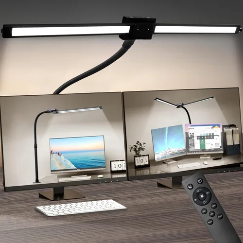 Miniatura 9 de BAYSQUIRREL Lámpara de escritorio LED con abrazadera, luz de escritorio con sensor humano, cuello de cisne, protección ocular remota, lámpara
