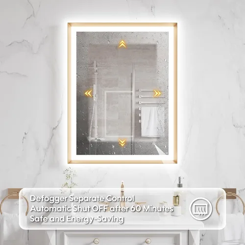 Miniatura 3 de WELLFOR Espejo de baño LED de 28 x 36 pulgadas, espejo de tocador de baño con luz, espejo de pared de baño, espejo de baño iluminado, montaje