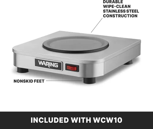 Miniatura 6 de Waring Commercial WCW10 Café Deco - Calentador de jarra de café individual, 120 V, enchufe de 5 a 15 fases, quemador individual plateado