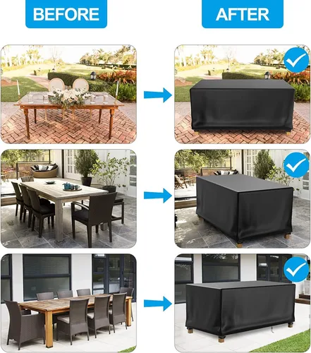 Miniatura 5 de Funda rectangular para mesa auxiliar, 100% impermeable, 46 x 26 x 13 pulgadas, funda para muebles de comedor, mesas de centro de picnic, sillas