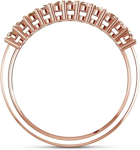 Miniatura 5 de Colección de 13 CTTW Anillo de compromiso apilable de aniversario y boda con piedras preciosas de corte redondo de 13 CTTW en oro de 14 quilates