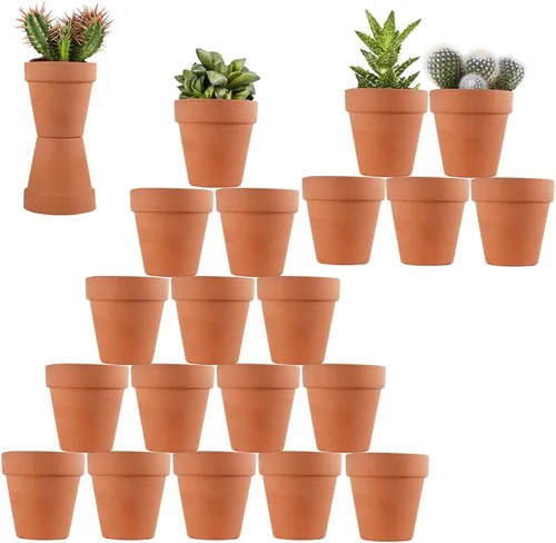 Sderoq Macetas de terracota de 3 pulgadas, paquete de 22 macetas de arcilla con orificio de drenaje, maceta de vivero suculenta/maceta de cactus.