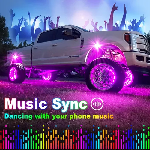 Miniatura 2 de YiLaie Luces LED RGB, 60 LED de alto brillo, kit de luz de neón multifunción impermeable para coche con control de aplicación/RF, luces de roca