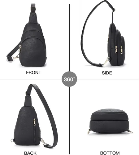 Miniatura 70 de Telena Riñonera pequeña para mujer, de cuero, cangureras, bolsa de pecho para mujer