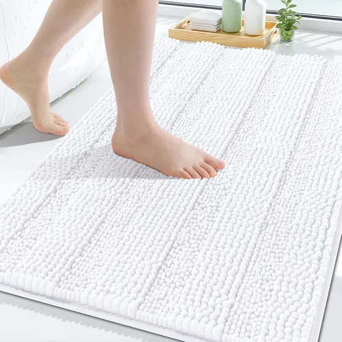 Miniatura 229 de Grandaily Alfombras de baño de felpilla a rayas de 24 x 16 pulgadas, extra gruesas y suaves, absorbentes, parte trasera de goma, alfombra de ducha