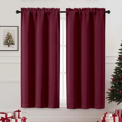 Miniatura 168 de OVZME Cortinas opacas turquesa para tratamiento de ventanas pequeñas, cortinas cortas con bloqueo de luz para ventana de cocina sobre el fregadero