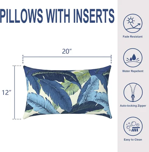 Miniatura 191 de Juego de 2 almohadas para exteriores de 16 x 16 pulgadas, repelentes al agua con interiores, para muebles de patio, hogar, jardín, geometría bohemia