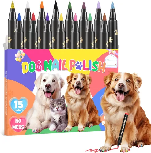 MSDADA Bolígrafos de esmalte de uñas para perros de secado rápido, juego de esmalte de uñas para mascotas, seguro y sin olor, kit de arte de uñas
