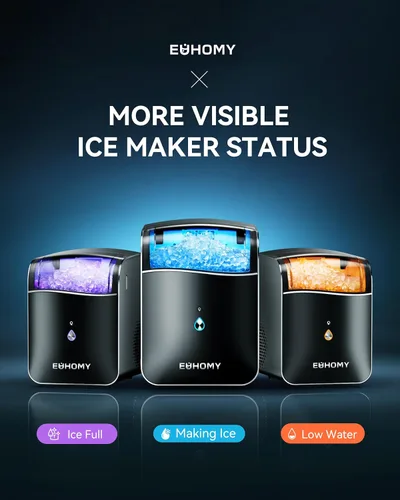 Miniatura 7 de EUHOMY Máquina inteligente para hacer hielo con pepitas para encimera, máquina de hielo de guijarros con control de aplicación/Alexa, 40 libras/24