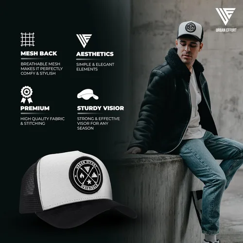 Miniatura 173 de Urban Effort Gorra trasera de malla, para hombres y mujeres, gorra de béisbol de 5 paneles, gran cierre a presión para caza y senderismo