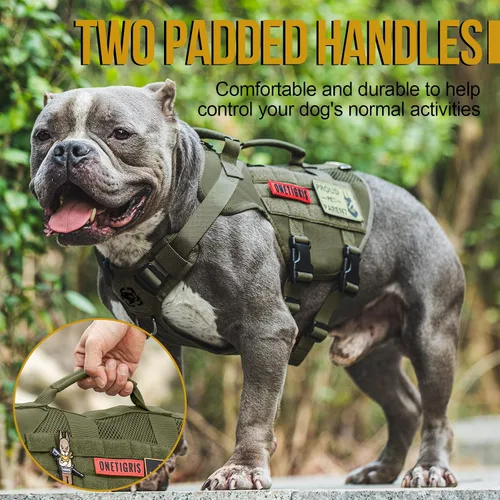 Miniatura 2 de OneTigris Arnés táctico para perros pequeños, diseño de malla, chaleco transpirable para perros militares, chalecos Molle con asas, arnés