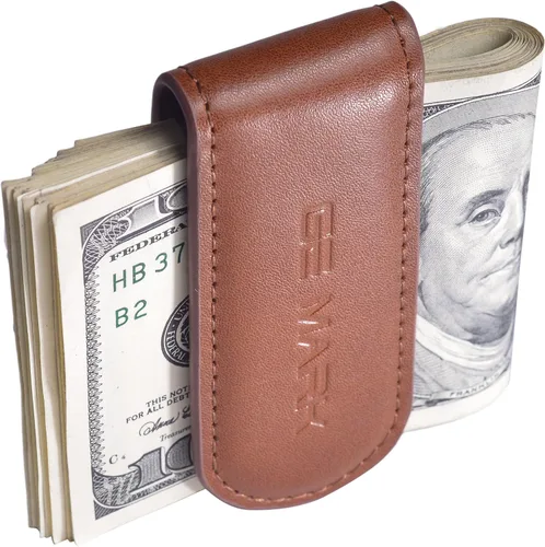Miniatura 5 de Clip de cuero para dinero, imanes fuertes con capacidad para 30 billetes, para hombres, tarjetero de cuero para efectivo, caja de regalo