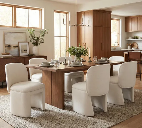 Miniatura 15 de Hyfirm Juego de 4 sillas de comedor tapizadas modernas, sillas de comedor laterales de chenilla, sillas de cocina sin brazos, sillas Parsons