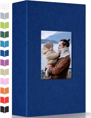 Miniatura 17 de Álbum de fotos Artfeel 4x6 con 300 bolsillos, álbumes de fotos deslizables, libro de memorias con cubierta de lino y ventana frontal, libro de fotos