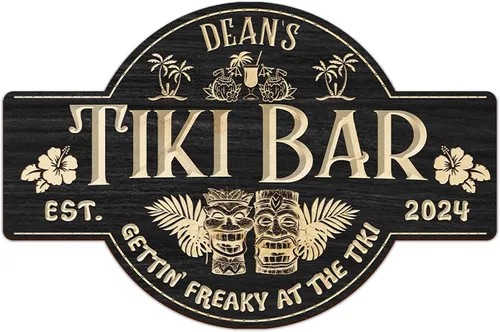 Miniatura 9 de THUYPT Cartel personalizado con reglas Tiki para bar Tiki, decoración de madera Tiki con patrón Tiki Totem, decoración tropical para playa impresa