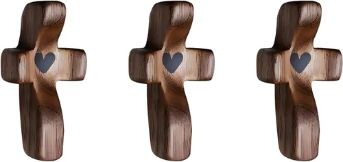 Miniatura 10 de Cruz de oración de bolsillo de madera, paquete de 105 cruces de madera de mano para iglesia, regalo cristiano, ministerio, regalos de escuela