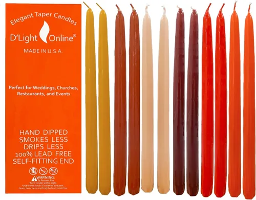 Miniatura 50 de D'light Online Elegantes Velas Cónicas de Otoño Estacional de 10 Pulgadas de Calidad Premium - Sin Perfume, Velas Cónicas Sumergidas a Mano, Sin