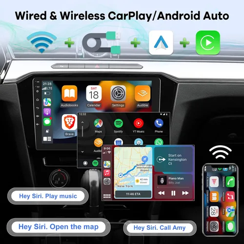 Miniatura 3 de [2G+32G] 10.1 pulgadas Android 11 Estéreo de coche doble DIN con Wireless/Wired CarPlay y Android Auto, pantalla táctil Android Radio con Mirror