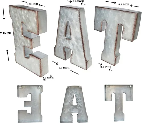 Miniatura 7 de Zoreal Letrero de comer galvanizado con letras rústicas de metal para decoración de pared