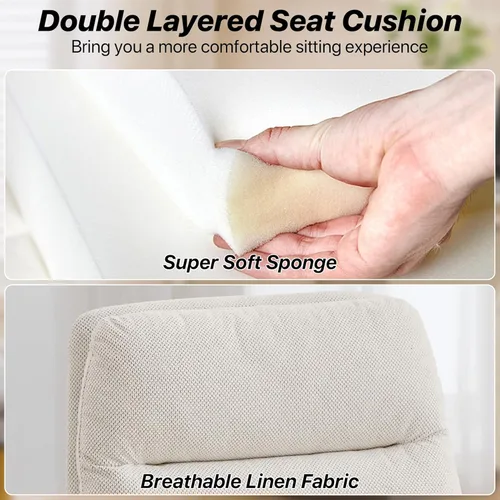 Miniatura 5 de Silla de oficina en casa sin brazos de tela, moderna silla de escritorio ergonómica con respaldo alto con ruedas, silla giratoria de altura