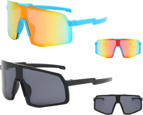 SANPLMG UV400 Paquete de 2 gafas de sol deportivas sin marco para niños y niñas, ciclismo, béisbol, golf, jóvenes, gafas de sol deportivas