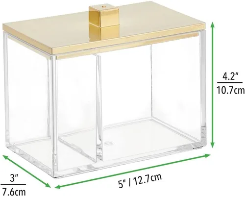 Miniatura 6 de mDesign Organizador Moderno Cuadrado para Encimera de Tocador de Baño, Recipiente Tarro de Almacenamiento para Hisopos de Algodón, Discos, Bolas