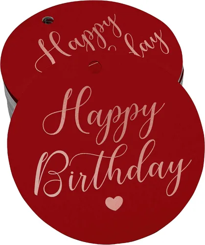 Miniatura 54 de Etiqueta de papel para colgar con texto en inglés «Happy Birthday» (50 unidades)