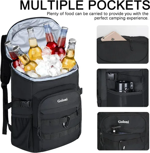 Miniatura 4 de Mochila térmica con aislamiento, a prueba de fugas, pequeña mochila térmica suave para hombres y mujeres, para campamentos, viajes, playa, Negro
