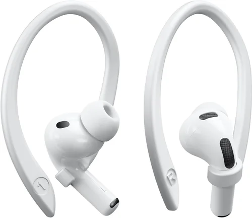 2 pares de ganchos para las orejas compatibles con AirPods Pro 3/2/1, AirPods 1/2/3, [pares de tamaños M y L] ganchos mejorados de acceso con botón
