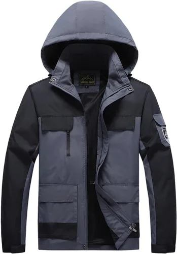 Miniatura 3 de Chaqueta de esquí impermeable para hombre, ligera y cálida, con cortavientos con capucha para protección contra el viento y la lluvia al aire libre