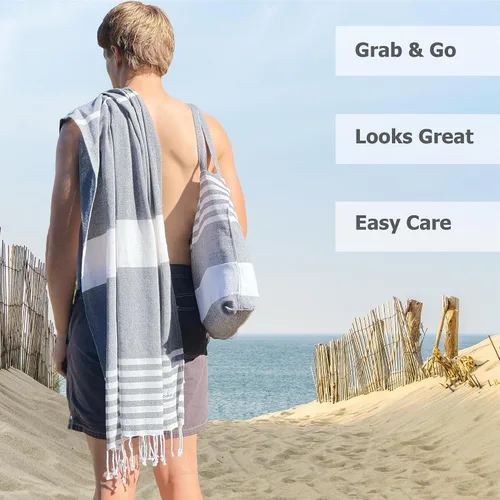 Miniatura 6 de Toalla de playa turca y bolsa de mano, bolsa de playa y juego de toallas turcas. Viajes, manta de picnic, yoga, mujeres o hombres.