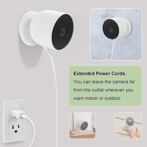 Miniatura 3 de iMah Cable de alimentación solo para Google Nest Cam (batería), cable de carga resistente a la intemperie - 6.56 pies (6.6 ft), paquete de 2