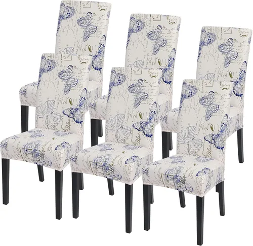 Miniatura 65 de SearchI Juego de 4 fundas para sillas de comedor, elásticas con estampado floral, fundas deslizables para sillas Parsons de spandex, removibles