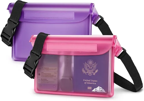 Miniatura 8 de HEETA Paquete de 2 bolsas impermeables, sensibles a la pantalla táctil, bolsa seca impermeable con correa ajustable para la cintura, mantiene tu
