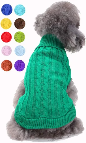 Miniatura 16 de Suéter para perro, cálido y suave, mediano (pecho 16-18 pulgadas), rosa, cuello alto clásico, lavable a máquina, invierno, unisex, sólido