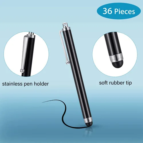 Miniatura 4 de Outus Paquete de 36 lápices capacitivos para pantallas táctiles, paquete de aula a granel con punta de goma suave, lápiz capacitivo para niños