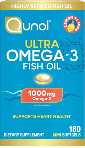 Qunol Mini cápsulas blandas Omega 3 de aceite de pescado, 1000 mg Omega 3 EPA + DHA, suplementos ultra puros, apoyo para la salud cardíaca, sabor a