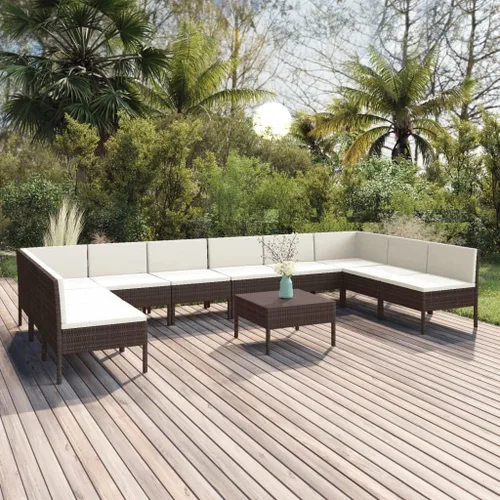 Miniatura 9 de Juego de salón de patio de 9 piezas con cojines, sofá al aire libre, juego de bar de patio, muebles modernos de exterior, banco de comedor