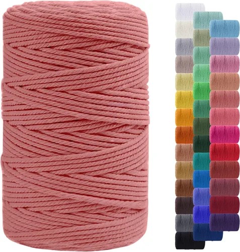 Miniatura 93 de Cuerda de macramé de 0.079 in para 219 yardas, cuerda de algodón natural para manualidades, hilo de cuerda de macramé de colores para colgar