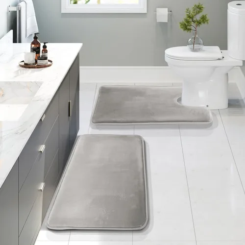 Miniatura 108 de Clara Clark tapete para baño, regadera o tina, de gomaespuma, negro, antiderrapante Azul claro