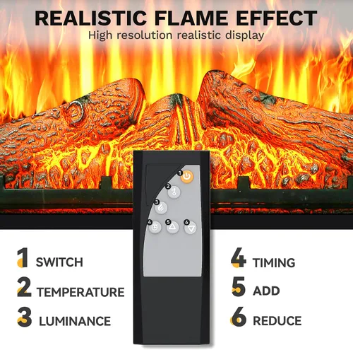 Miniatura 7 de DWVO Inserto de chimenea eléctrica de 23 pulgadas, calentador de chimenea empotrado con control remoto, temperatura ajustable, temporizador de 6