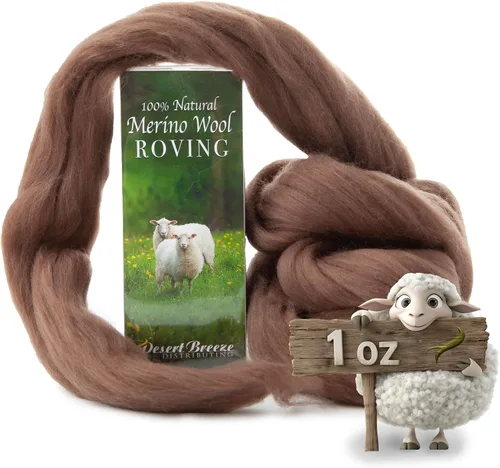 Miniatura 12 de Desert Breeze Distributing Lana Merino 100% Natural Roving - Lana Merino Peinada de Primera Calidad Roving - Tapicería, Hilado, Fieltrado Húmedo