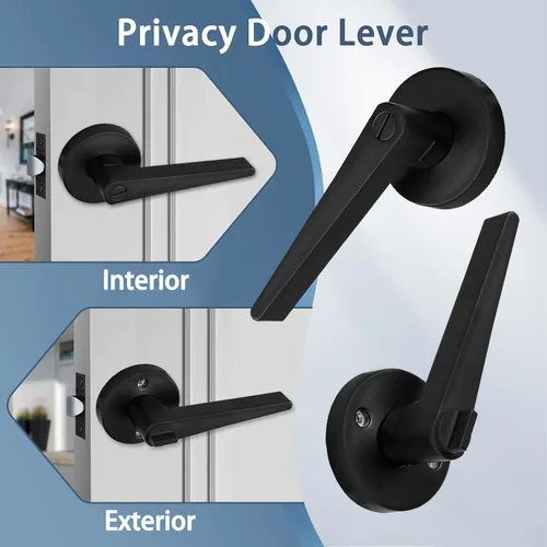 Miniatura 4 de MD8820-DB-BK-1P - Manija de puerta de privacidad sólida para dormitorio y baño, acabado negro mate