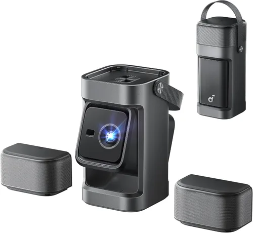soundcore Nebula P1 Proyector GTV portátil con altavoces desmontables, 650 lúmenes ANSI, 1080P, 20 W sonido envolvente verdaderamente 2.0, audio