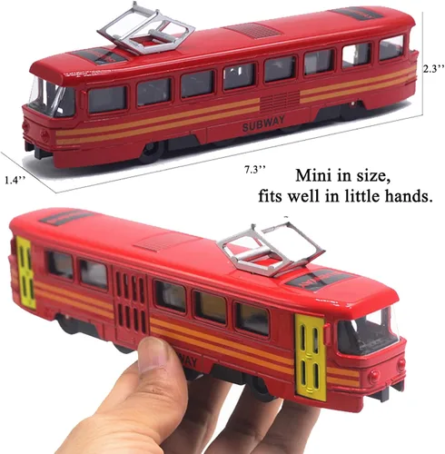 Miniatura 4 de OTONOPI Juego de Tren de Juguete Tren de Metro Bala Tren de Alta Velocidad Locomotora Motor Coche Modelo de Metal para Niños Paquete de 4